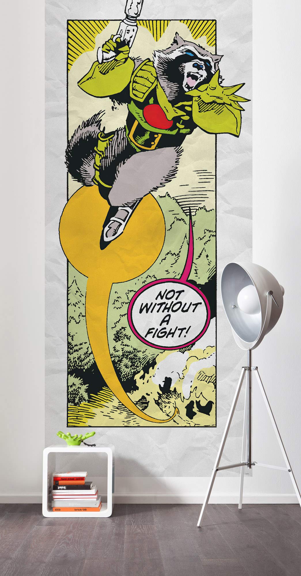 Komar Marvel IADX2-072 Non-Woven Photo Wallpaper Guardians Retro Comic Rocket Raccoon Size: 100 x 250 cm (Width x Height)