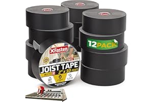XFasten Butyl Joist Tape for Decking, 2 Inch x 50 Feet (12-Pack, 600ft) – Waterproof and Anti-Corrosion Deck Flashing Tape for Joists, Weatherproof Butyl Sealant for Deck Protection and Longevity