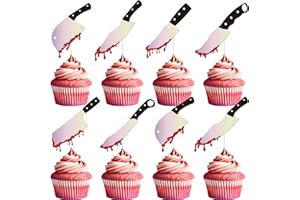 Deorfuy Horror Birthday Party Decorations - 36PCS Mystery Murder Cupcake Toppers Decor Halloween Horror Blood Knife Cupcake Picks Decoration