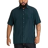 Van Heusen Men's Big and Tall Air Short Sleeve Button Down Poly Rayon Stripe Shirt