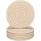 YYGMSS 6 Pcs Drink Coasters, Absorbent Coasters for Drinks,Cotton Woven Coaster for Dinning Room Decor Housewarming Cup Mat for Hot Cold Drinking