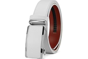 DOOPAI Men's Adjustable Ratchet Belt -White Leather Dress Belt for Men, Customizable Fit, Easy to Use, Maximum Durability