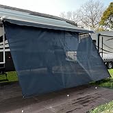 SHADEPLUS RV Awning Shade Screen Without Zipper 8'x15'3'',Black Mesh RV Awning Sun Shade Screen,Universal Trailer Camper Awni