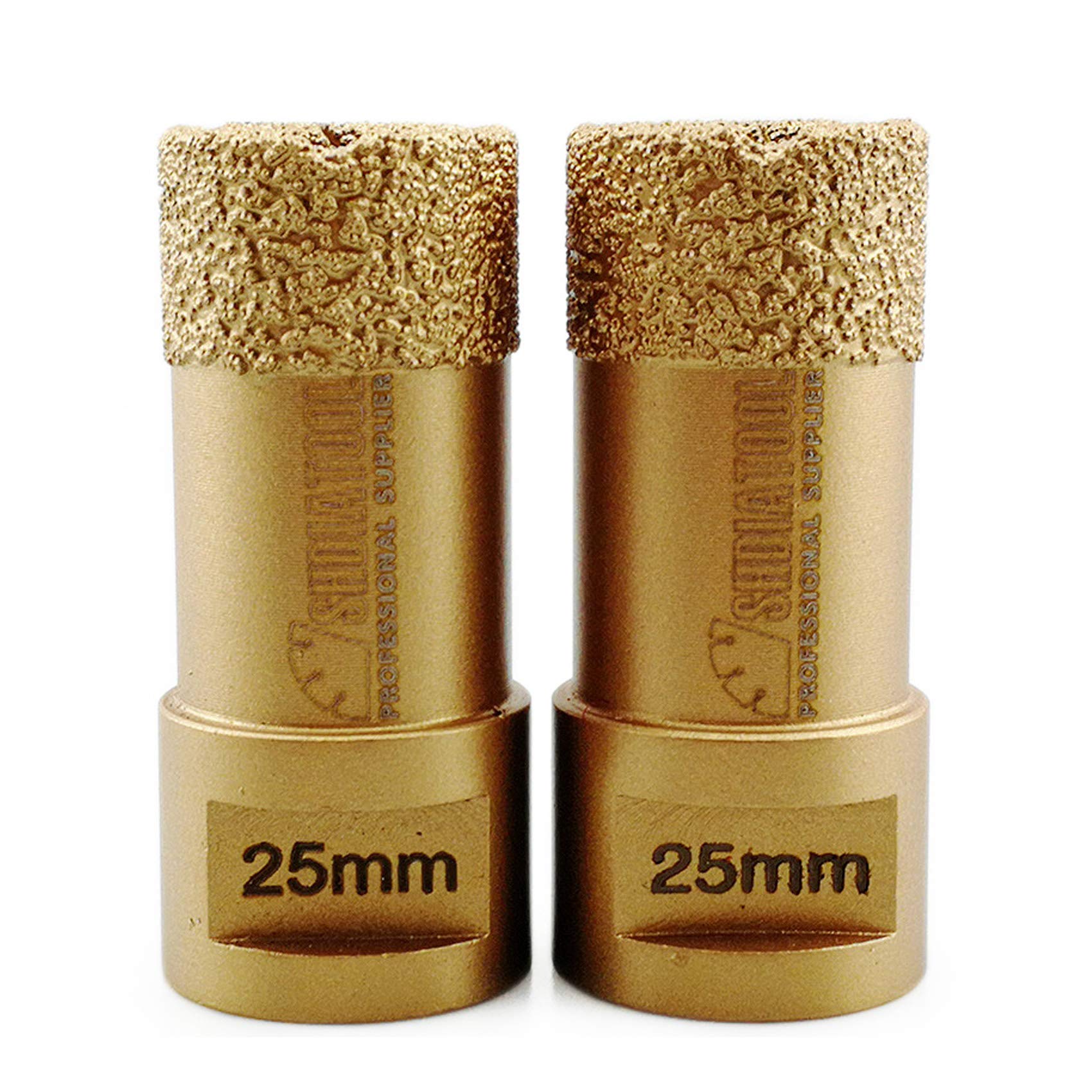 SHDIATOOL Dry Diamond Drill Core Bit 2PK 25mm Hole Saw with M14 Thread for Porcelain Tile Granite Marble