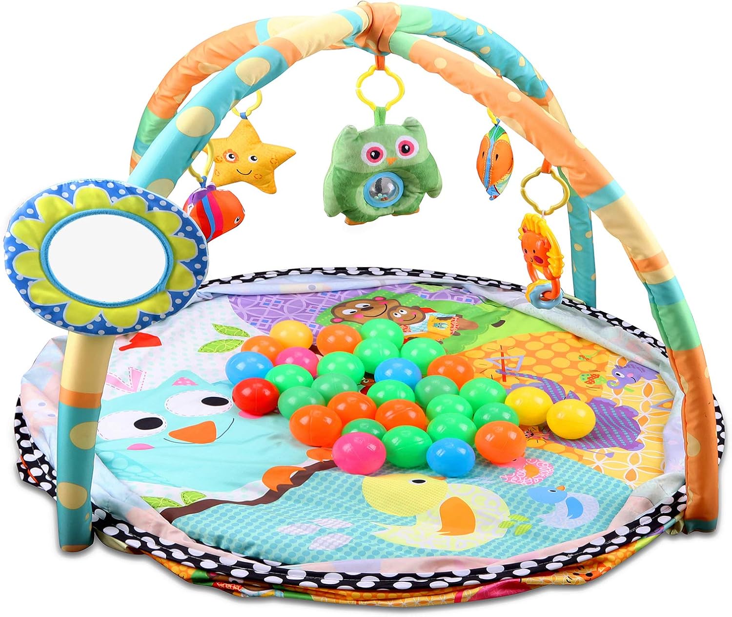 MEERO LONDON CH96261A NewBorn Pool Play mat, 4 in 1 Activity Gym, Ball Pit with 30 Play Balls, Soft Toy, Fun Animals - Image 4