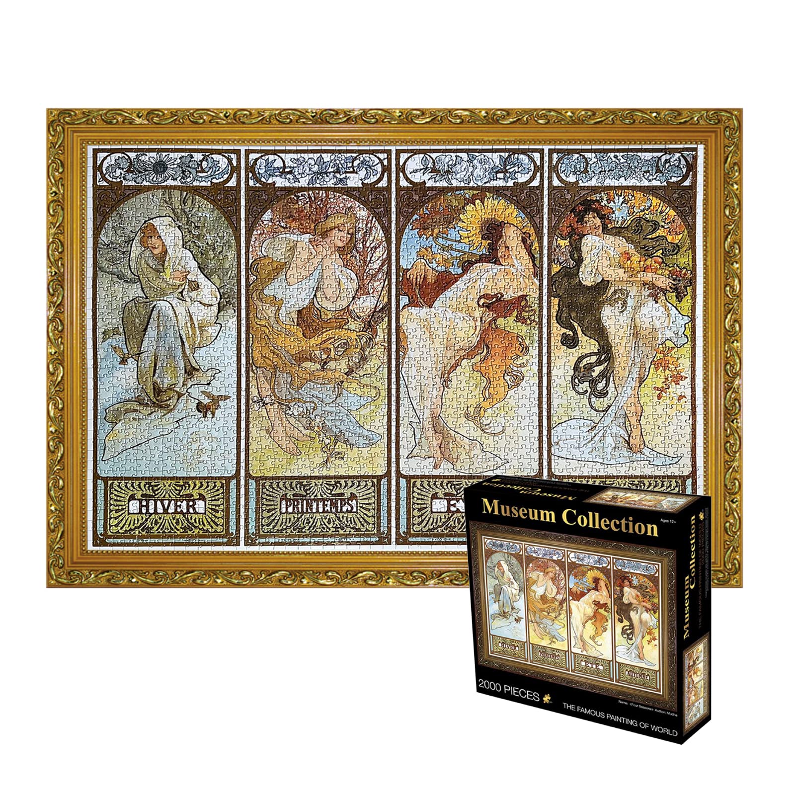 TINYOUTH 2000 Pieces Puzzle for Adults, 《The Four Seasons》Museum Collection Jigsaw, 70x100CM Famous Painting Puzzle, Stress Reliever Staycation Kill time for Adults Ages14+