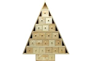 CREATIVE HOBBIES 20 Inch Tall Christmas Tree Shaped Advent Calendar - Countdown with 24 Removable, Fillable Drawers | Unfinished Wood, Ready to Decorate | Free Finishing Ideas Book