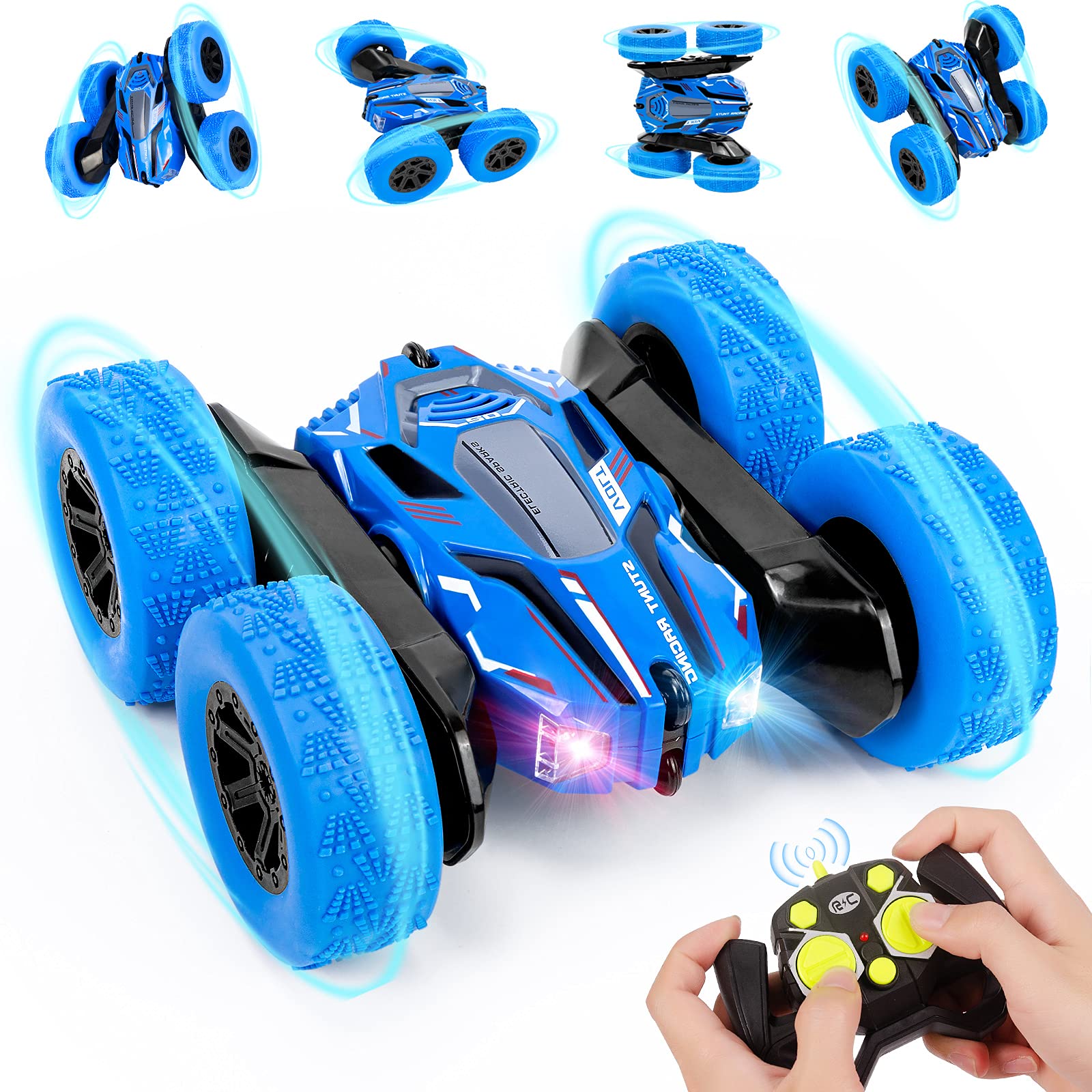 Remote Controlled Car for Children RC Stunt 4WD 2.4 GHz Remote Control 360° Flip Offroad with Two Rechargeable Batteries Toy Cars Remote Controlled Vehicles for Boys from 3 4 5 6 7 8 12