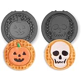 Dash MultiMaker&reg; Mini System Removable Plate Set - Nonstick Replacement Plates for Halloween Waffle Breakfast - Waffle Maker Not Included - 4-Inch - Two-Pack - Skull &amp; Jack-O-Lantern