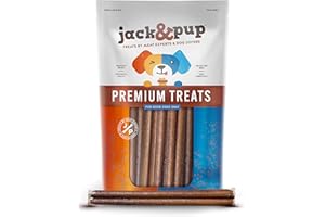 Jack&Pup 6 Inch Standard Bully Sticks for Small and Medium Dogs (25 Pack) Single Ingredient Dog Chew Bully Stick
