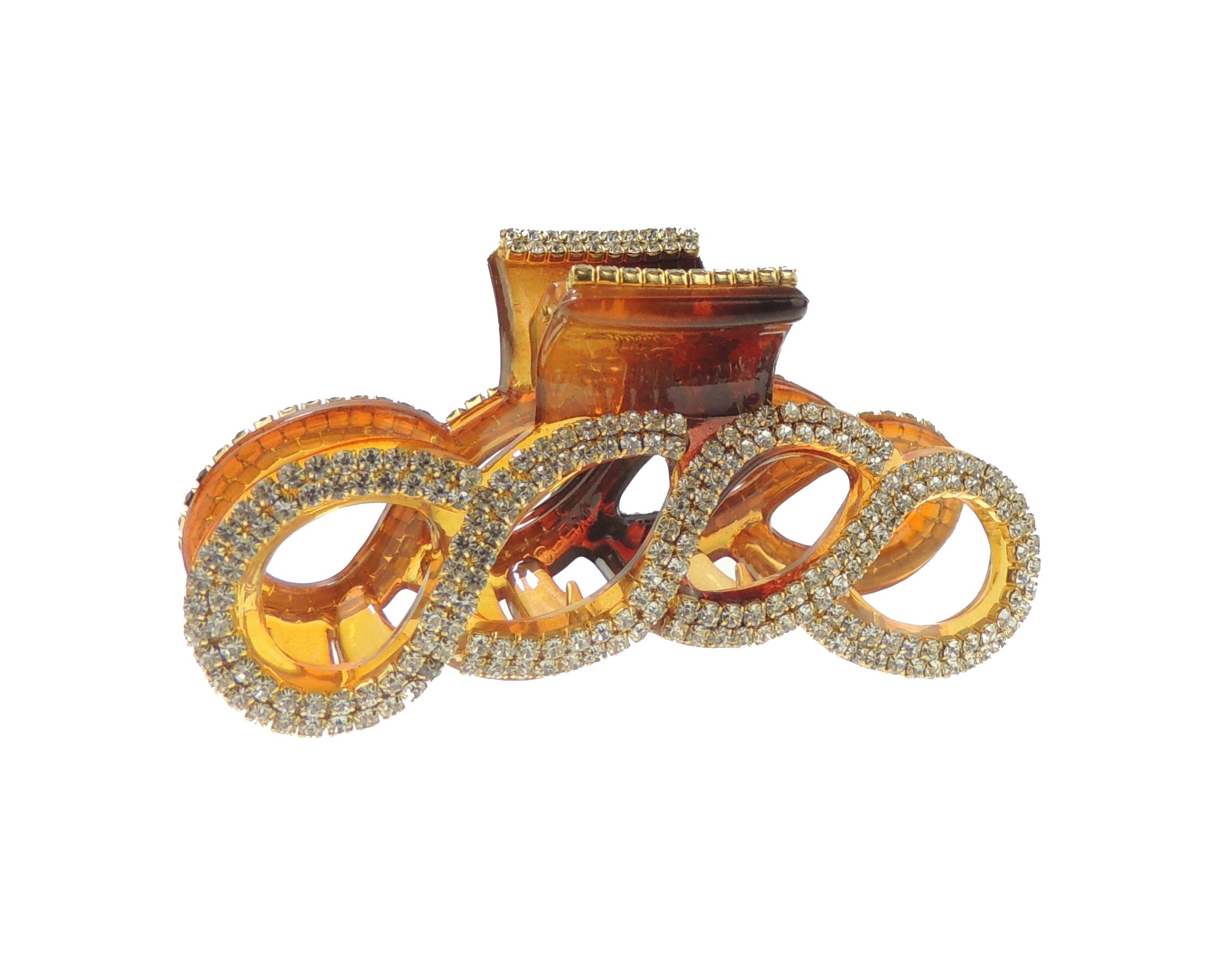 Extra Sparkly Women Girls Crystal Diamante Rhinestone Gems Bridal Wedding Evening Party Styling Fine Thin Hair Accessories Butterfly Claw Jaw Clip Octopus 8cm Clamp Waves (Brown)