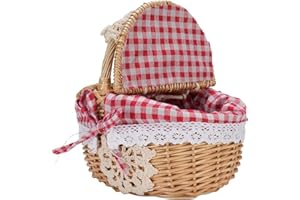 Yinhing Picnic Basket with Removable Liner Stylish Empty Hamper for Outdoor Adventures Features Lid and Handle for Easter Cam