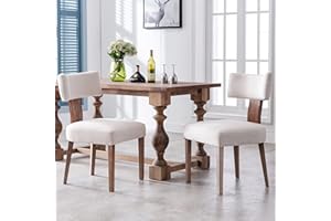 RIVOVA Linen Dining Chairs Set of 2 Mid Century Modern Dining Chair with Wood Legs, Upholstered Dining Chairs for Dining Room, Kitchen, Living Room, Beige