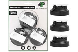 IMPECCABLE LIDS Shaker Bottle Replacement Lid Cap Top - Upgraded 2025 Version - Leak Proof & Compatible with One Brand Only (Initials of Brand are ‘BB’) - Flat & Round Base Bottles (3 Pack)