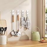 susswiff 6 Pack White Adhesive Hooks for Wall and Door 13 lb Hold view 8