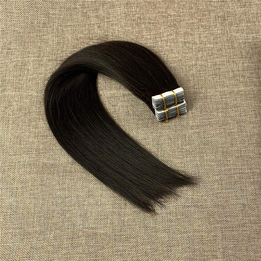 Komorebi #1B Natural Black-16Inch Tape in Human Hair Extensions 20pcs 30g Straight Human Hair Seamless Skin Weft Extensions 100% Human Hair