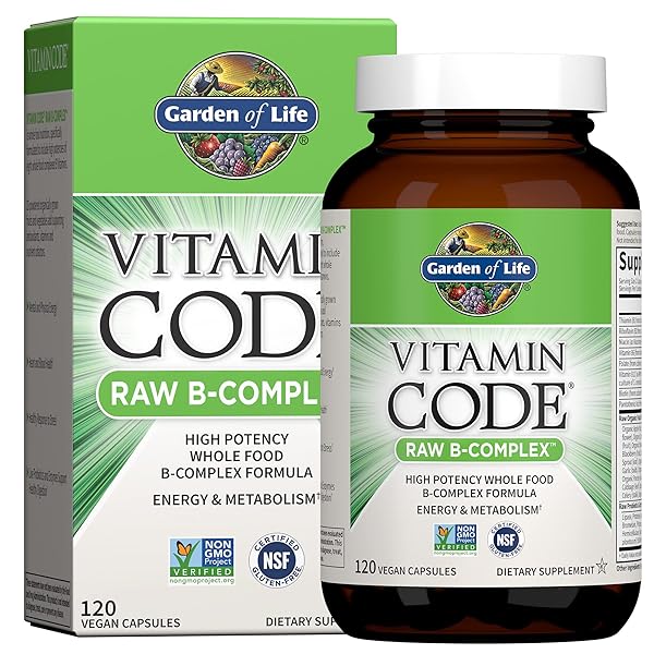 GARDEN OF LIFE VITAMIN B COMPLEX – VITAMIN CODE RAW B COMPLEX – 120 VEGAN CAPSULES, HIGH POTENCY B COMPLEX VITAMINS FOR ENERGY & METABOLISM WITH B6, FOLATE & B12 AS METHYLCOBALAMIN PLUS PROBIOTICS