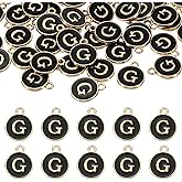 uxcell 52pcs Letter Charm, Enamel Letter Pendants, Alphabet g Pendants Double Sided Beads Charm for DIY Bracelet Necklace Pendants Earring Jewelry, Black