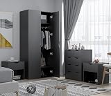AFN Home Delvito 4 Piece Bedroom Set - Wardrobe, Chest & Cabinet - Black view 8