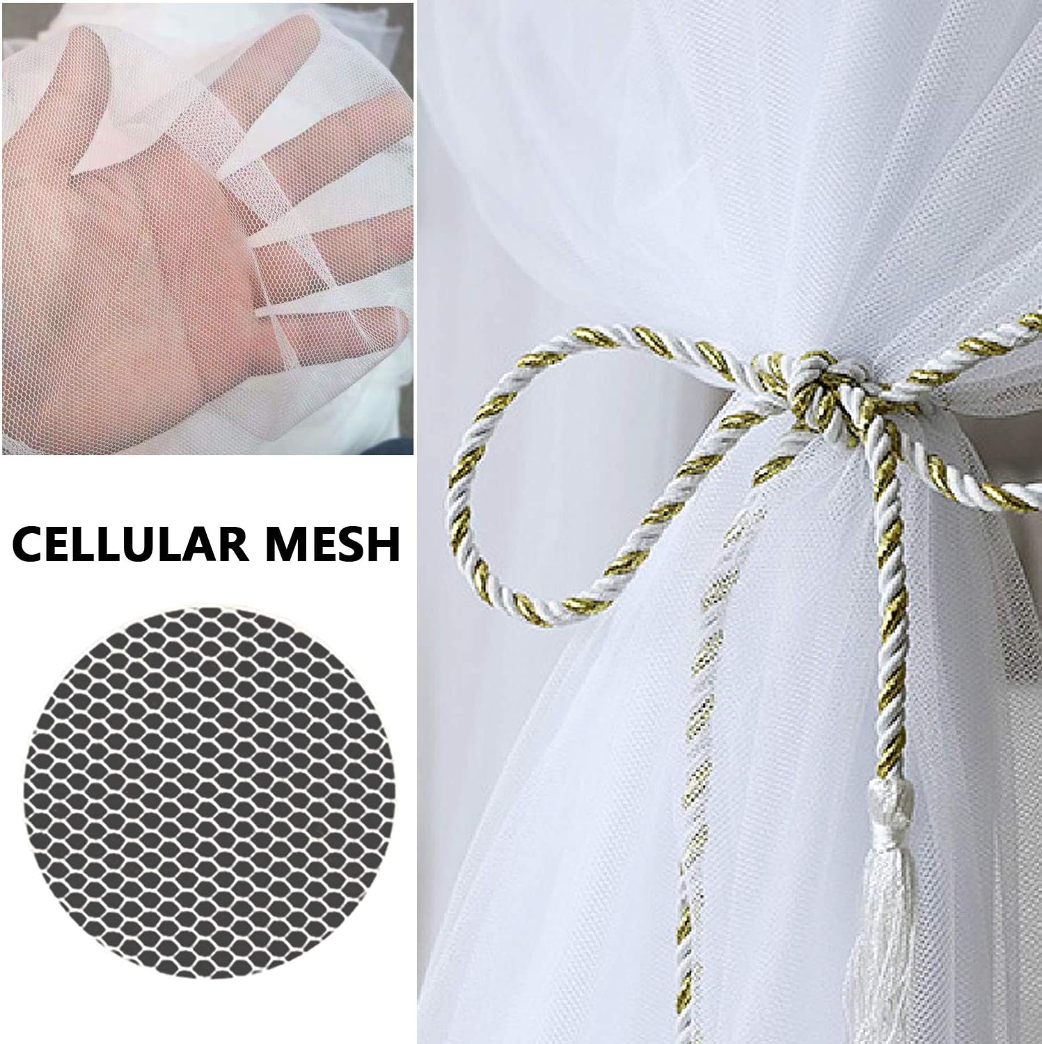 Mosquito NET for Bed Canopy, Four Corner Post Curtains Bed Canopy Elegant Mosquito Net Set, Stick Hook &Profession Rope for net, Screen Netting Canopy Curtains, Full/Queen/King/White: Home & Kitchen