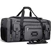 WITZMAN Duffle Bag for Men Large Carry On Weekender Bag 54L Nylon Duffle Gym Bags for Travel with Shoes Compartment(B717 Silvery Grey)