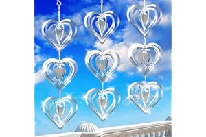 TTQ 3PCS Heart Bird Scare Discs Set,Double-Sided Bird Reflectors,Highly Reflective Wind Spinners Bird Devices to Scare Birds Away from Yards Outdoor Garden Decor
