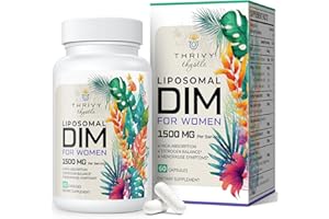 ThrivyThystle Liposomal DIM 400 mg - Hormone Balance, Estrogen Support for Women, DIM Supplement with Vitamin E, Evening Primrose, Black Cohosh, Omega-3 Fatty Acids (60 Capsules)