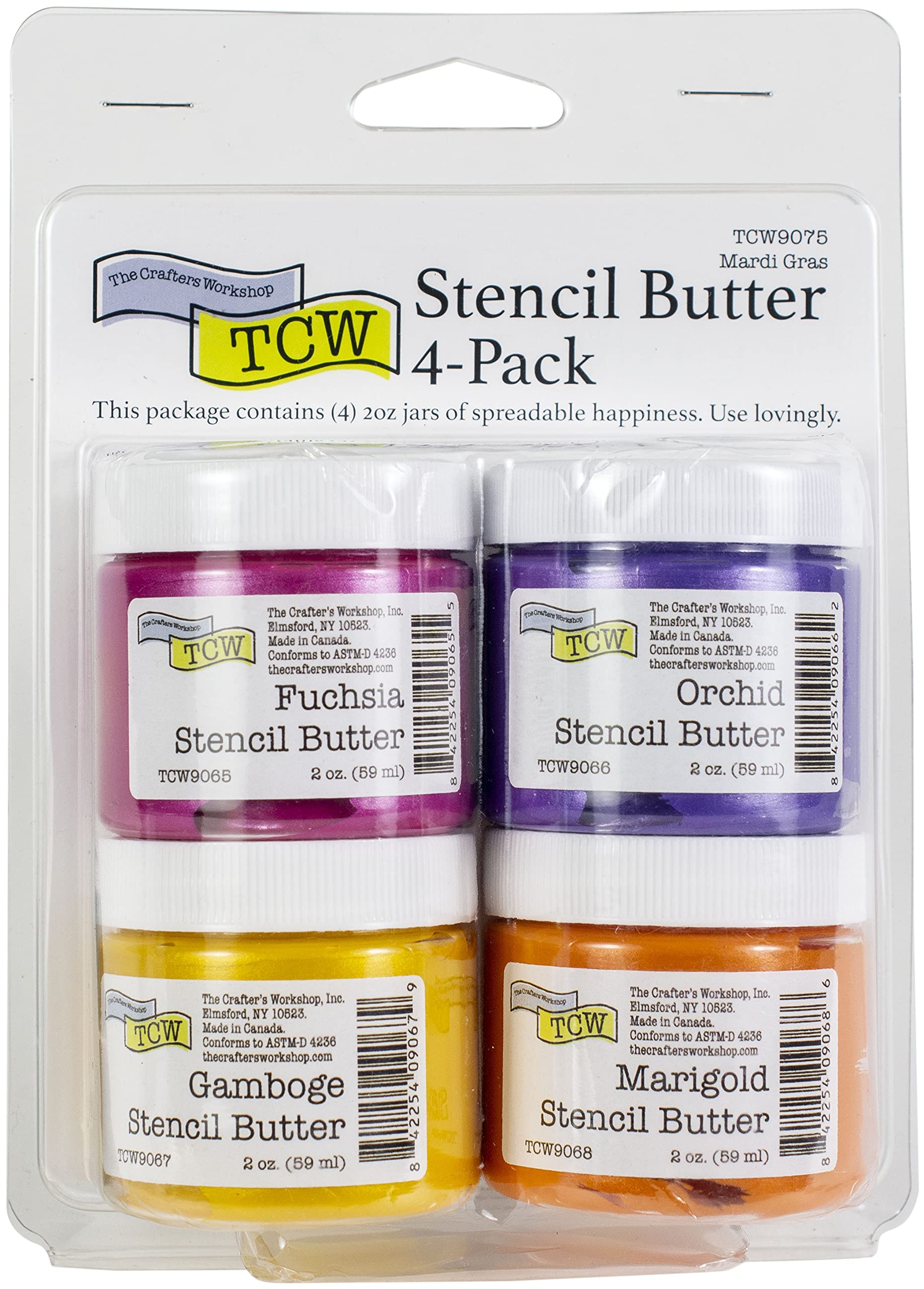 The Crafters Workshop TCW9075 Mardi Gras 4-Pack Stencil Butter Set, 4 x 2oz