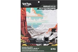 Brea Reese: Scratch Art Paper Pad - Destinations - 6 Designs, Metallic Guided Art, Dual-Tip Stylus & Brush, Easy-to-Frame 9x12 Pages, Adult Craft Kit