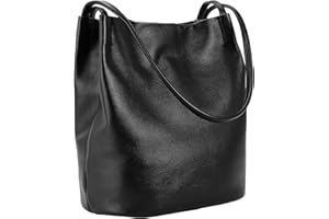 Iswee Genuine Leather Tote Bucket Bags Hobo Shoulder Bags Purse and Handbags for Women Trendy