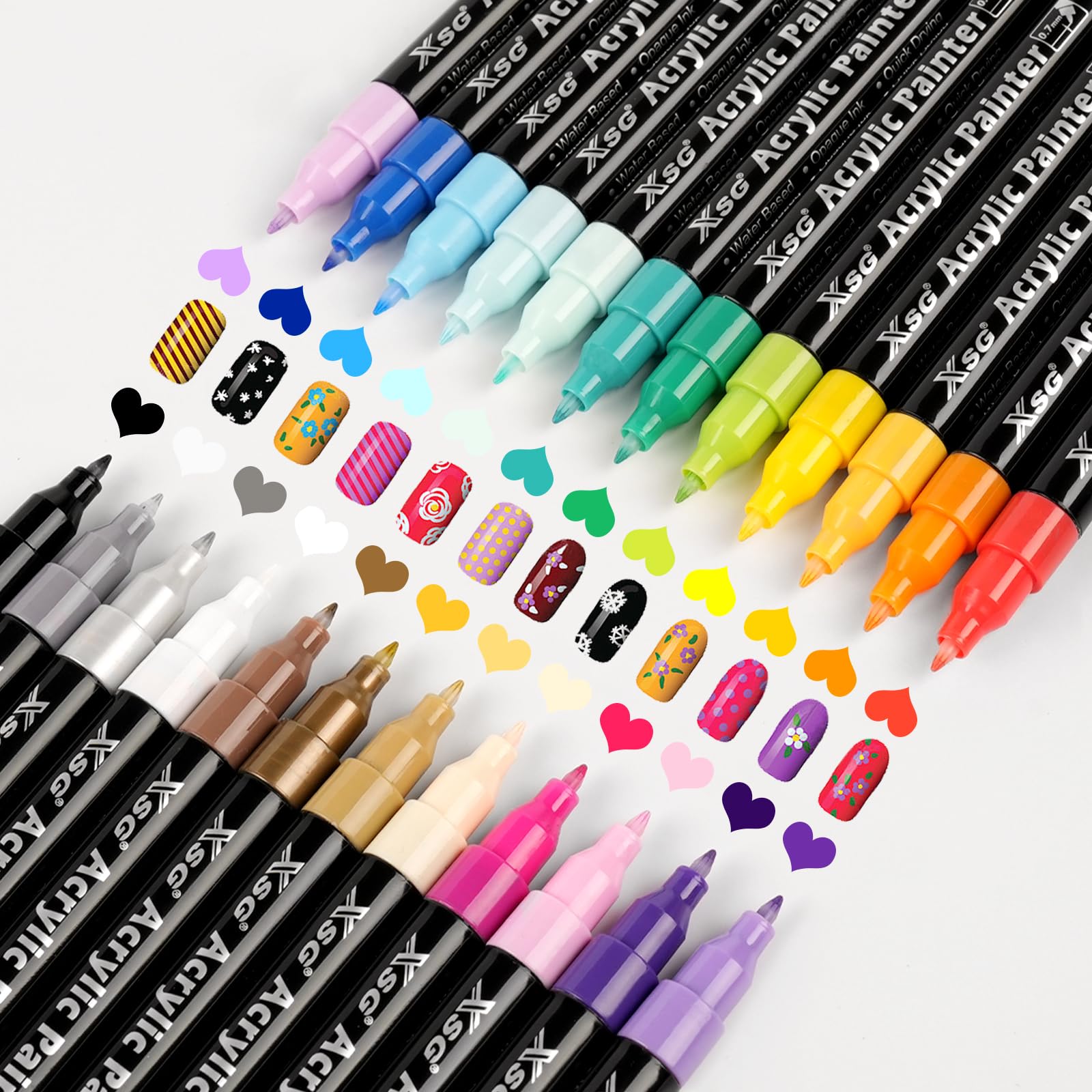 Photo 1 of XSG 24 Colors Nail Art Pens Set?Nail Polish Pens for 3D Nail Art?Quick Dry Waterproof Nail Art Markers for Drawing, Dotting, Liner,DIY Manicure Kit for Home Salon, Christmas Gifts & Nail Designs