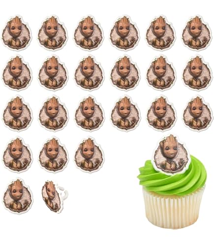 Marvel Studios Lot De 24 Anneaux De Cupcakes Groot Avec 24 Décorations De Cupcakes DecoPac I Am Groot, Décorations De Gâteaux De Qualité Alimentaire Les Gardiens De La Galaxie