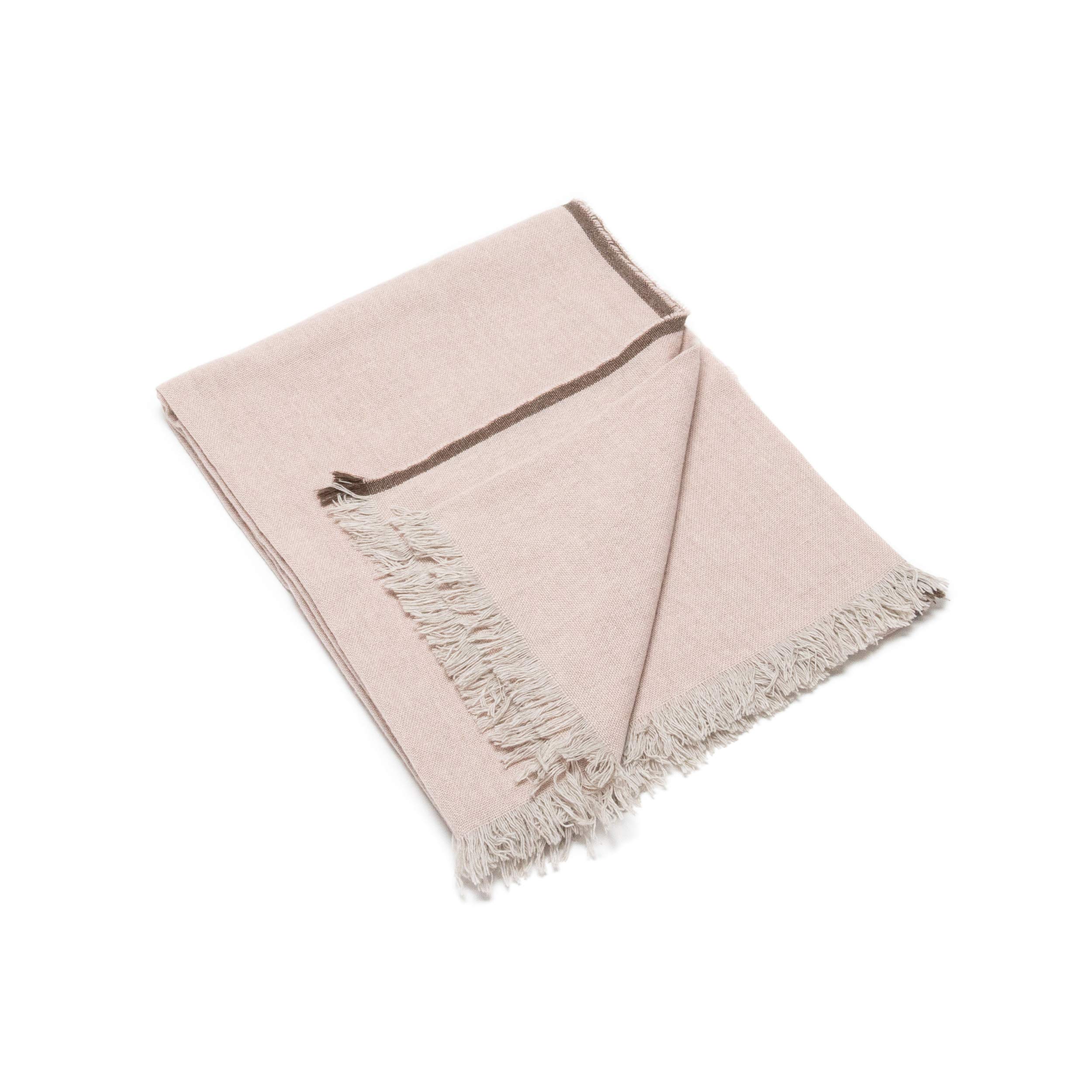 WoolMe Rosa Cashmere Blend Throw Salvatore, 130 x 180cm, With Fringes, may be used as a Scarf