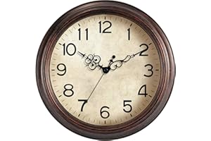 KECYET Wall Clock Vintage, 12 Inch Wall Clocks Battery Operated, Retro Wall Clocks Silent Non Ticking Decorative for Kitchen Living Room Office Bathroom Farmhouse(Light Bronze)