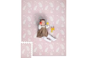PRIMICA Comfortable Baby Play Mat Tiles - Soft Foam Floor Tiles for a Safe Play Area - Large Baby Mat for Floor, Perfect for Kids' Playroom (Blush Botanicals)