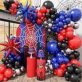 Black Red and Blue Balloons Arch Garland Kit, Spider Theme Balloon Arch for Men with Foil Balloons for Baby Shower Spider Theme Birthday Party Decorations