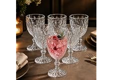 Jogo 6 Taças Vidro Diamond 315ml Elegante Resistente Água Suco Refrigerante | Vidro Resistente, 9 x 15 cm, Uso Diário, Corte Diamond, Versátil