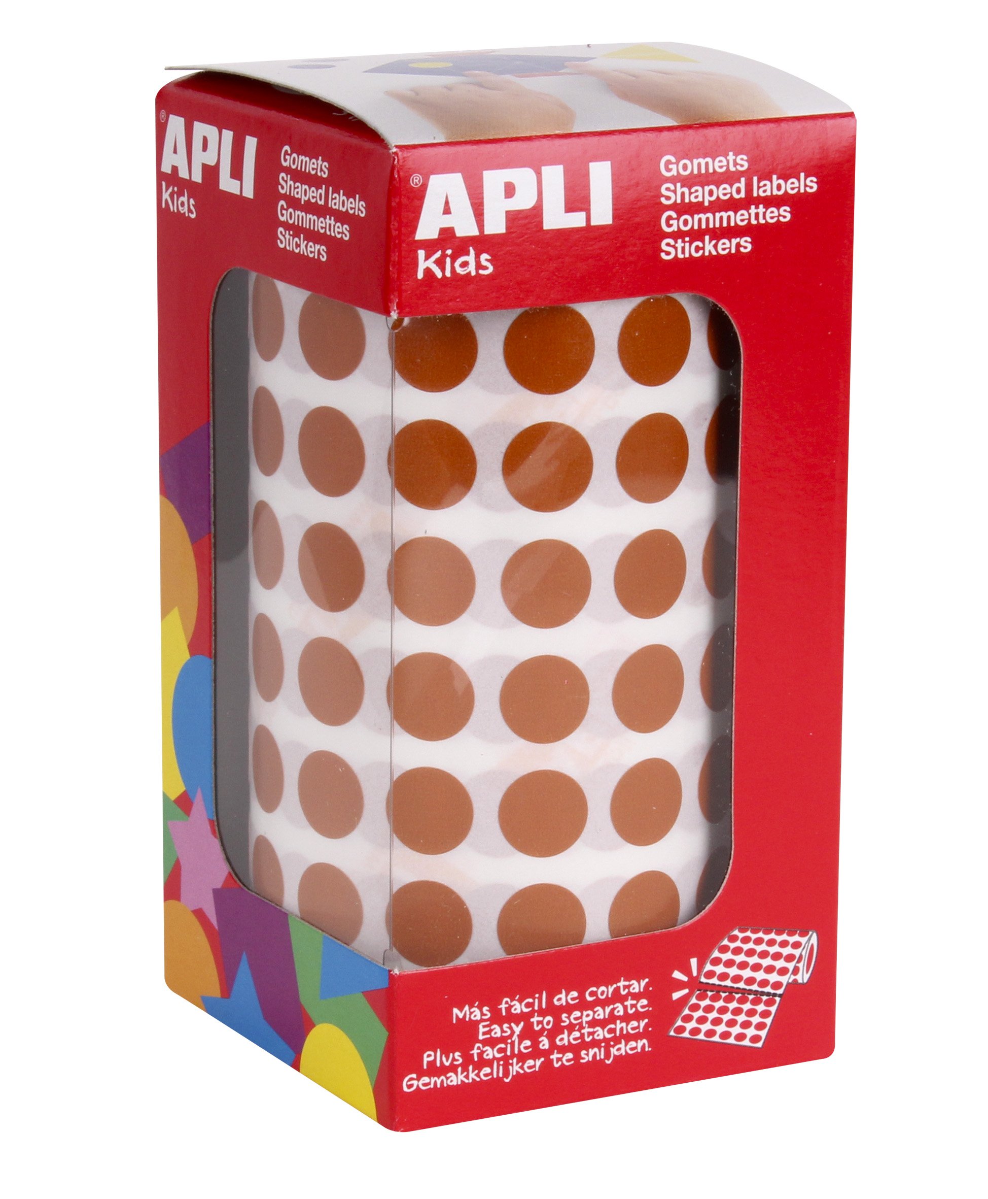 APLI Roll of 5192 Round Stickers 10.5mm Brown 11481