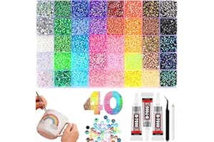 Colorful DIY Resin Rhinestone Kit, 3mm Flatback Gems for Diamond Art, Bedazzler Kit with 3PCS B7000 Jewelry Glue and 1PCS Pre