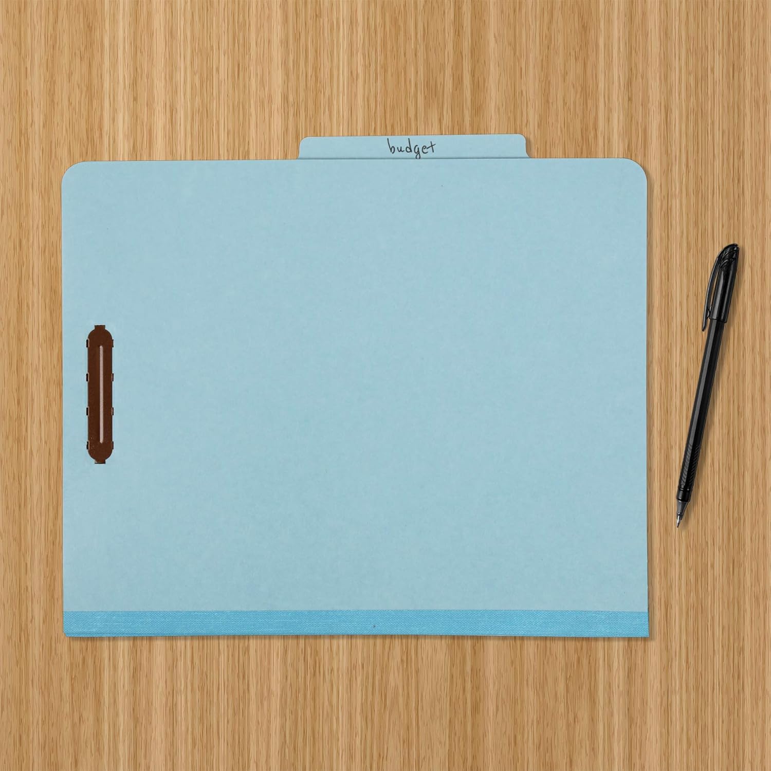  Basics Classification Folder- 100% Recycled, 1 Divider, 2" Embedded, Letter, Light Blue, 10 per Box : Office Products