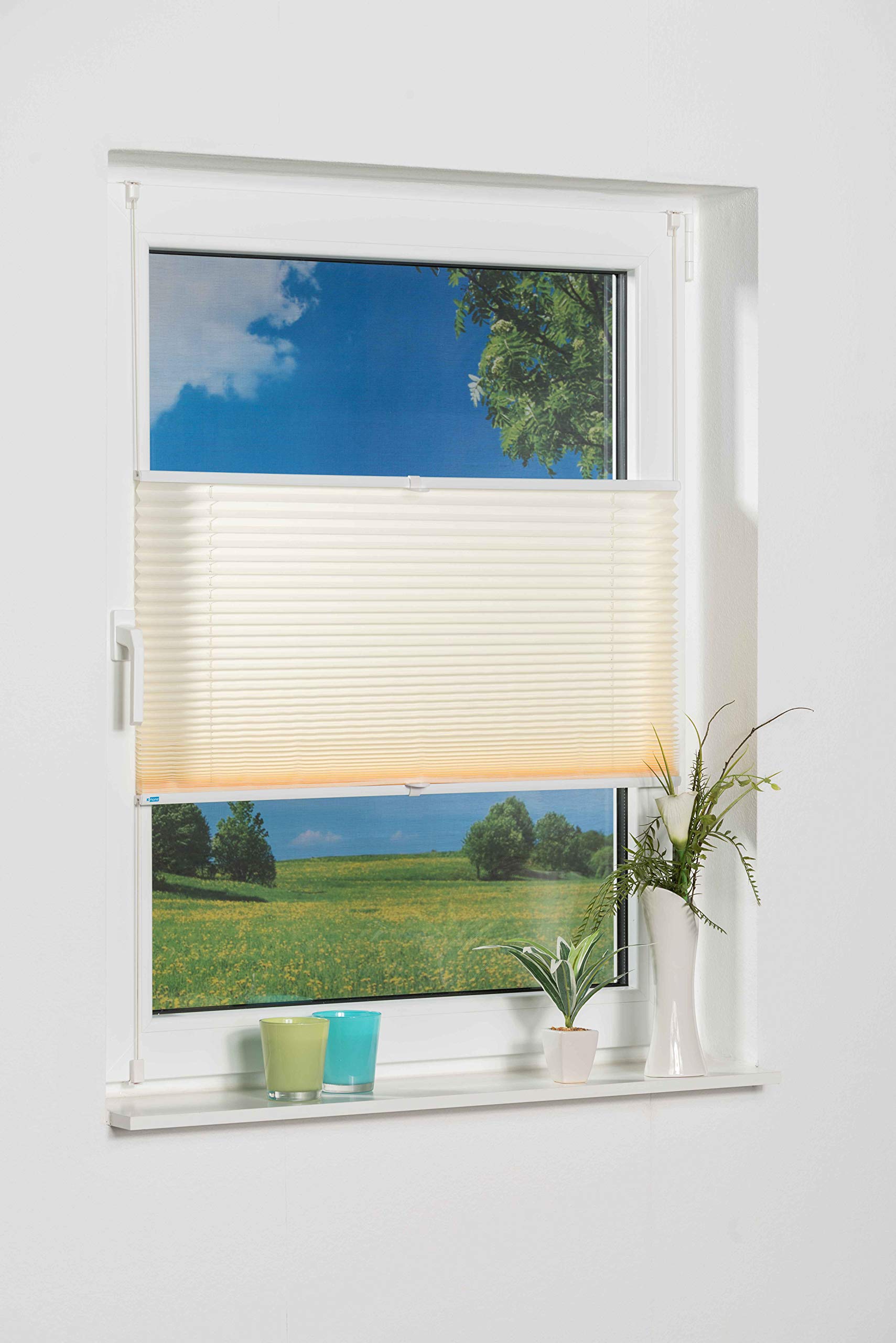Khome Klemmfix Pleated Blind, cream, 100 x 130 (B x L)