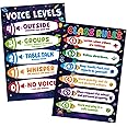 D24TIME Voice Level Chart for Kids Toddlers - 2 Packs Educational Poster, PET Film Covered, Space Classroom Decorations, Elementary Back to School Teacher Supplies