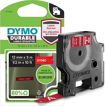 DYMO D1 Durable Labels Red Tape 12 mm x 3 m for LabelManager