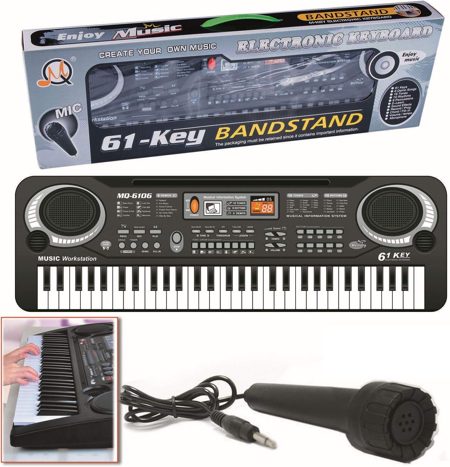 Sashtech Digital Electronic Keyboard – With 61 Keys – Portable Musical Instrument - For Girls & Boys