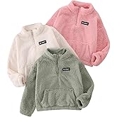 Fdqin Girl's Fleece Sweater Half Zip Up Pullover Sweatshirts Cropped Fuzzy Warm Fall Winter Clothes Size 3-12