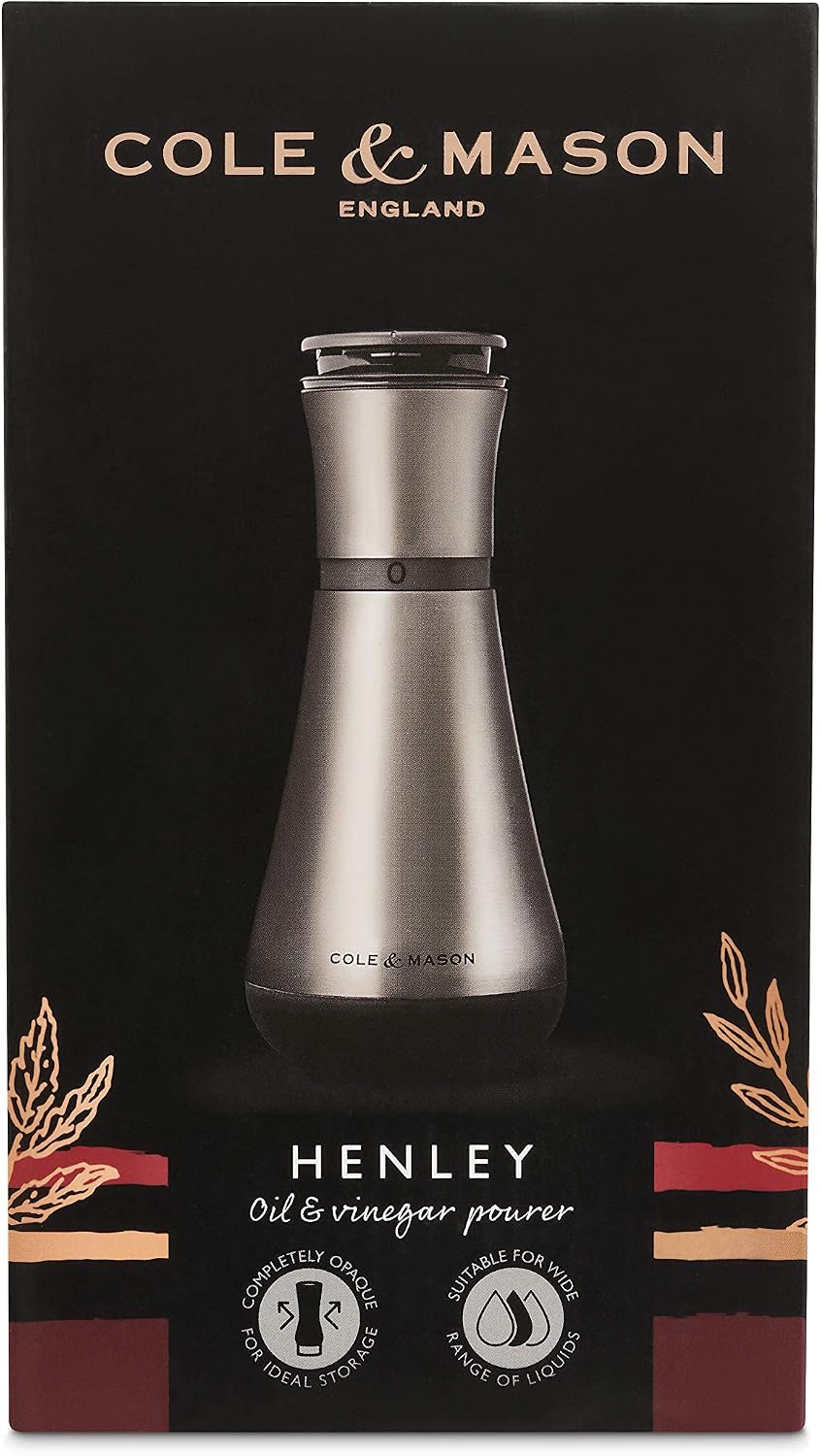 Cole & Mason H221917 Henley Oil & Vinegar Pourer, Silver/Black, 180 mm - Image 4