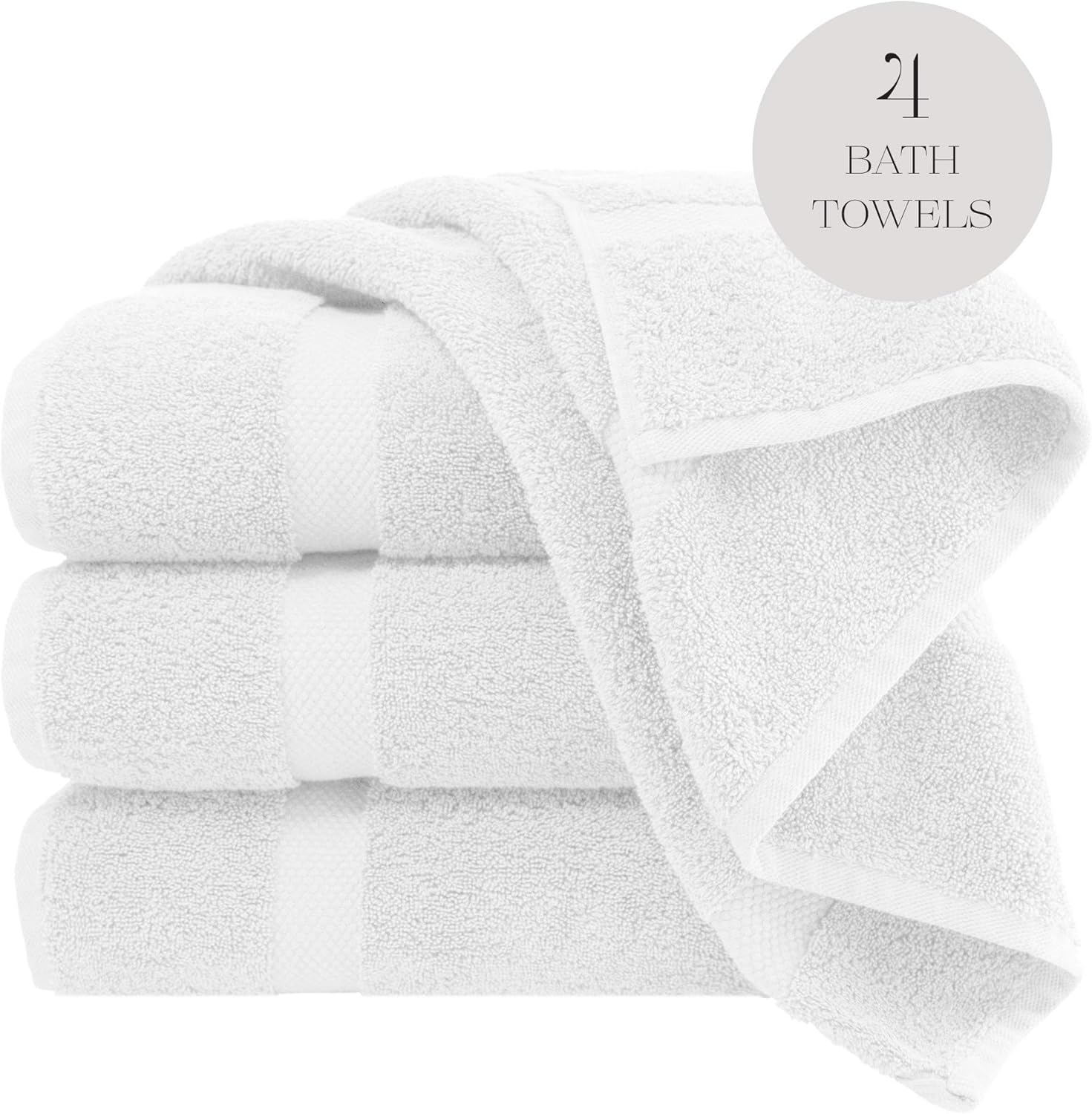 Luxury White Bath Towels Large - 700 GSM Circlet Egyptian Cotton | Absorbent Hotel Bathroom Towel | 27x54 Inch | Set of 4: Home & Kitchen