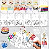 Gocasmus Valentines Day Gifts for Kids - 24 Pack DIY Watercolor Paint Bookmarks & Backpack Charms, Valentines Day Cards Art Crafts for Boys Girls School Classroom Exchange Gifts & Favors