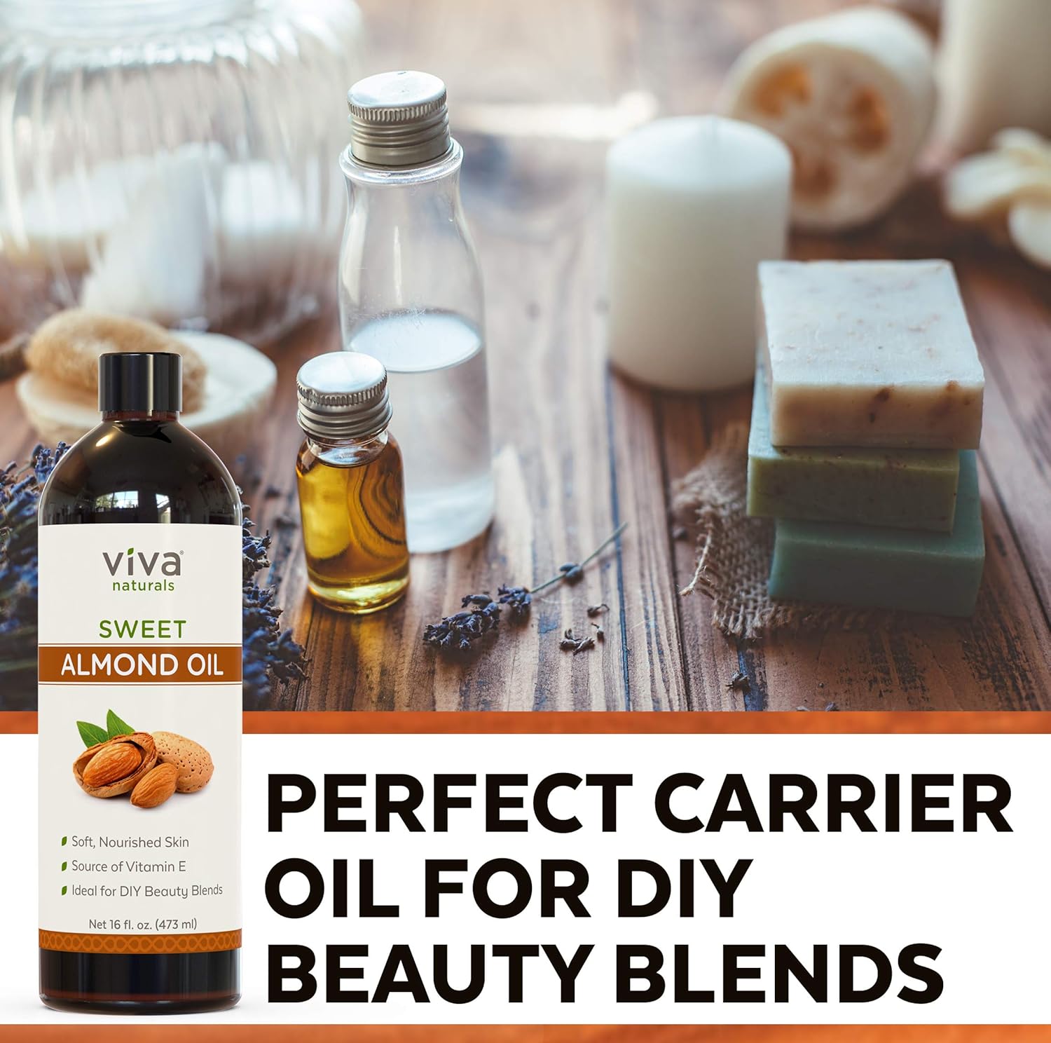 Almond Oil (16 oz); Sweet Almond Oil for Skin or Almond Oil for Hair, The Perfect Natural Body Oil for Women, Great as Unscented Massage Oil : Beauty