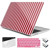 Yebiseven for M4 MacBook Air 15 inch Case 2025 2024 2023 Released A3241 A3114 M3 A2941 M2, Hard Shell Laptop Case with Keyboard Cover & Trackpad Film & 2 OTG Adapters, Strawberry Jam